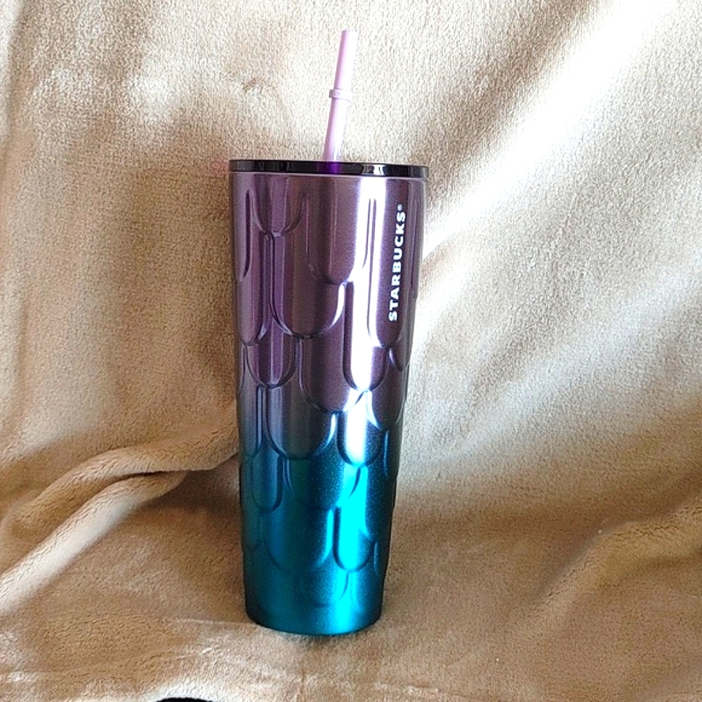 Starbucks 2023 Spring Blue Purple Mermaid Scales Stainless Cold Cup Tumbler 24oz